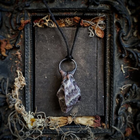 Chevron Amethyst Electroformed Necklace - Picture 1 of 8